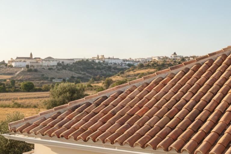 Cubierta terminada de una vivienda en Andalucía bajo luz natural